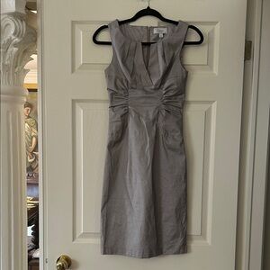 dressbarn Silver Sleeveless Ruched Sheath Midi Dress